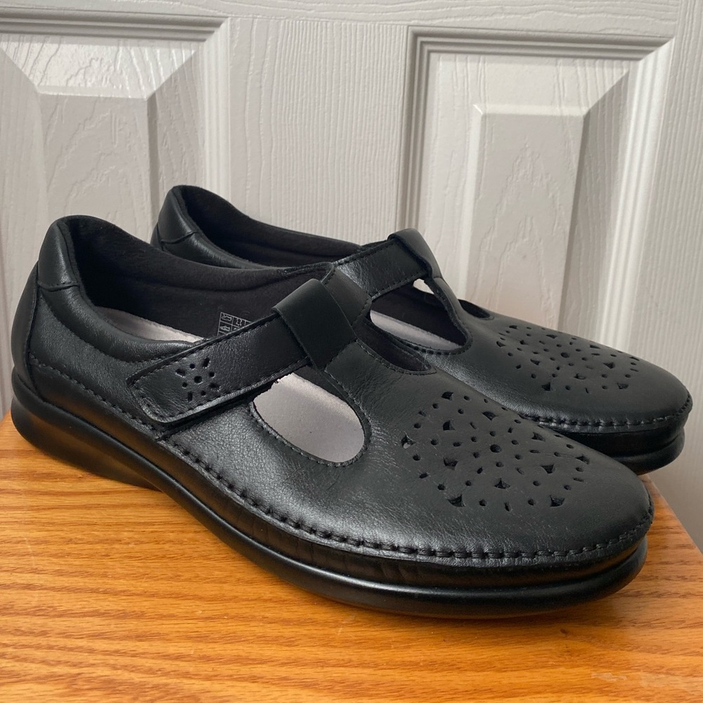 SAS Willow Black Leather Slip-On‎ Mary Jane Loafer SZ 11M